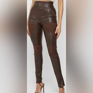 Maniere De Voir Brown Leather Pants